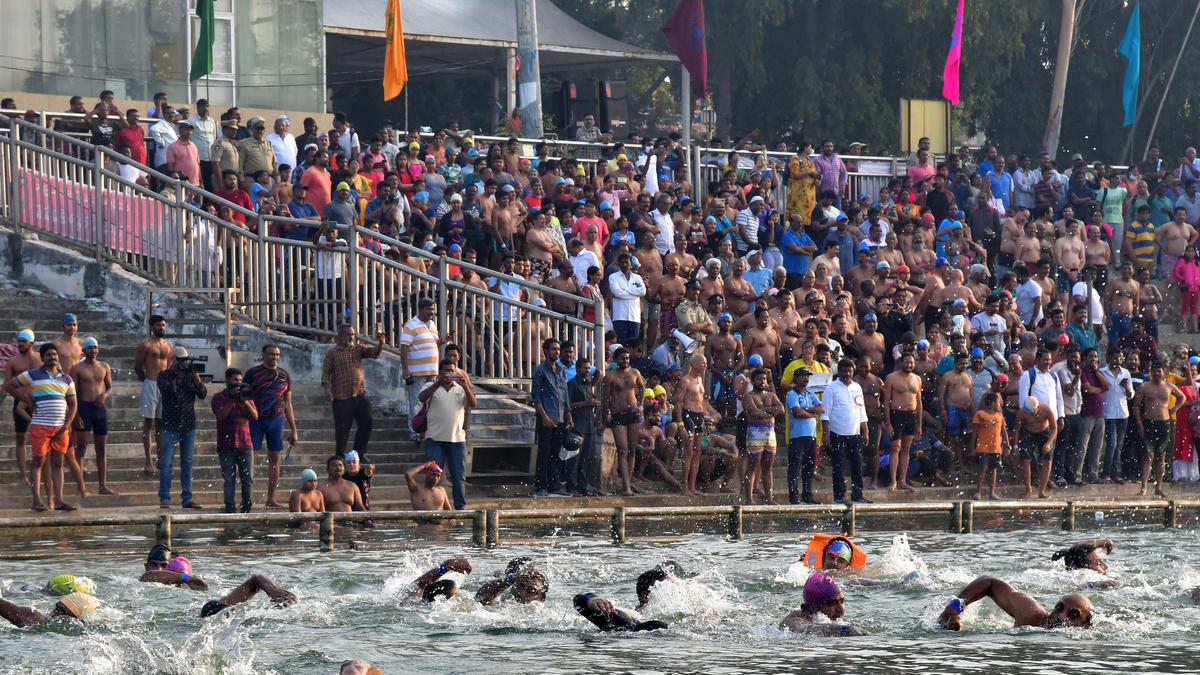 Scores take part in annual river-crossing competitions in the Krishna