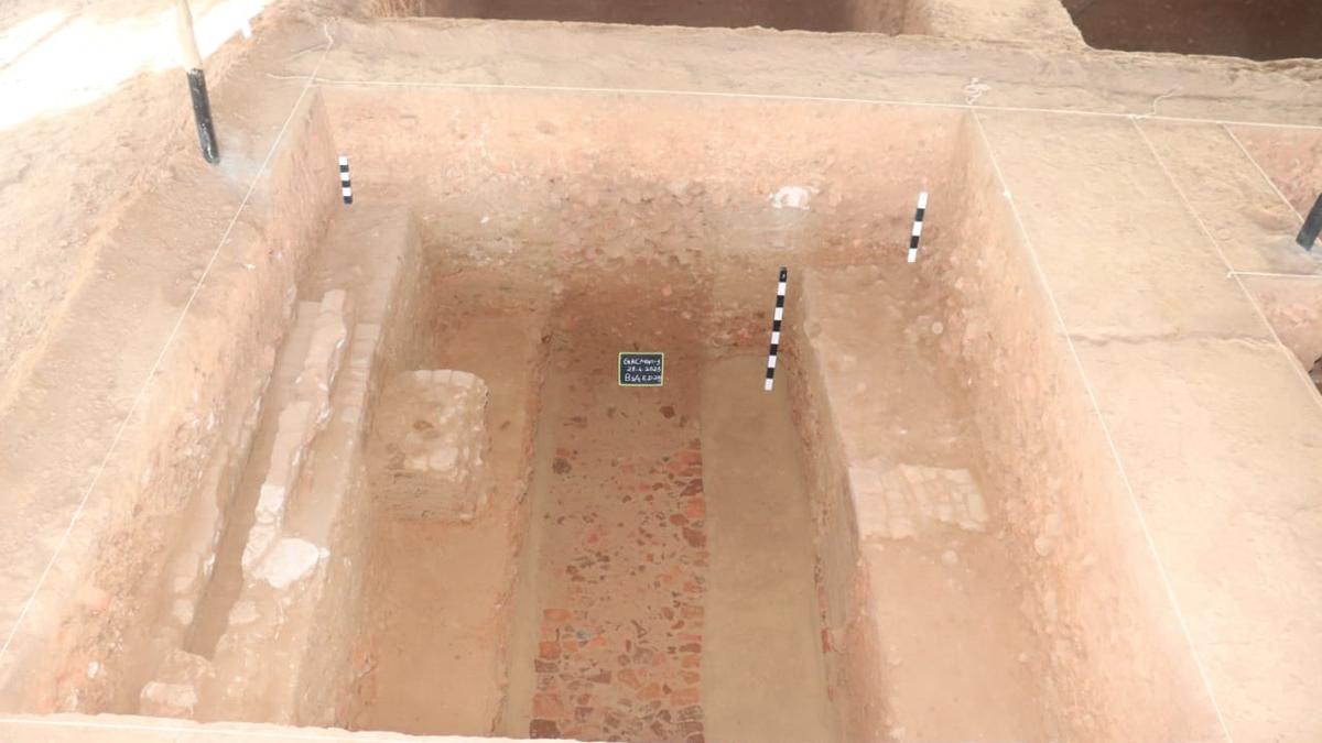 Brick channel unearthed at Gangaikondacholapuram