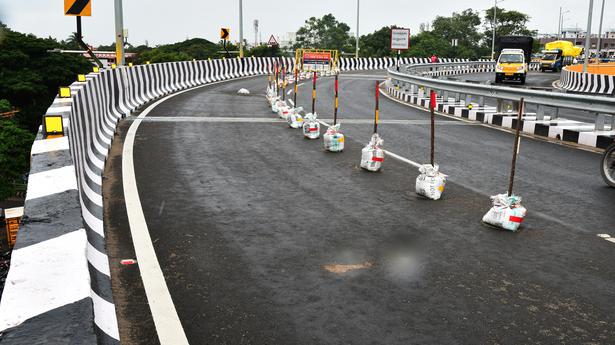 Highways department places safety boards on Tiruchi road flyover in Coimbatore to curb accidents