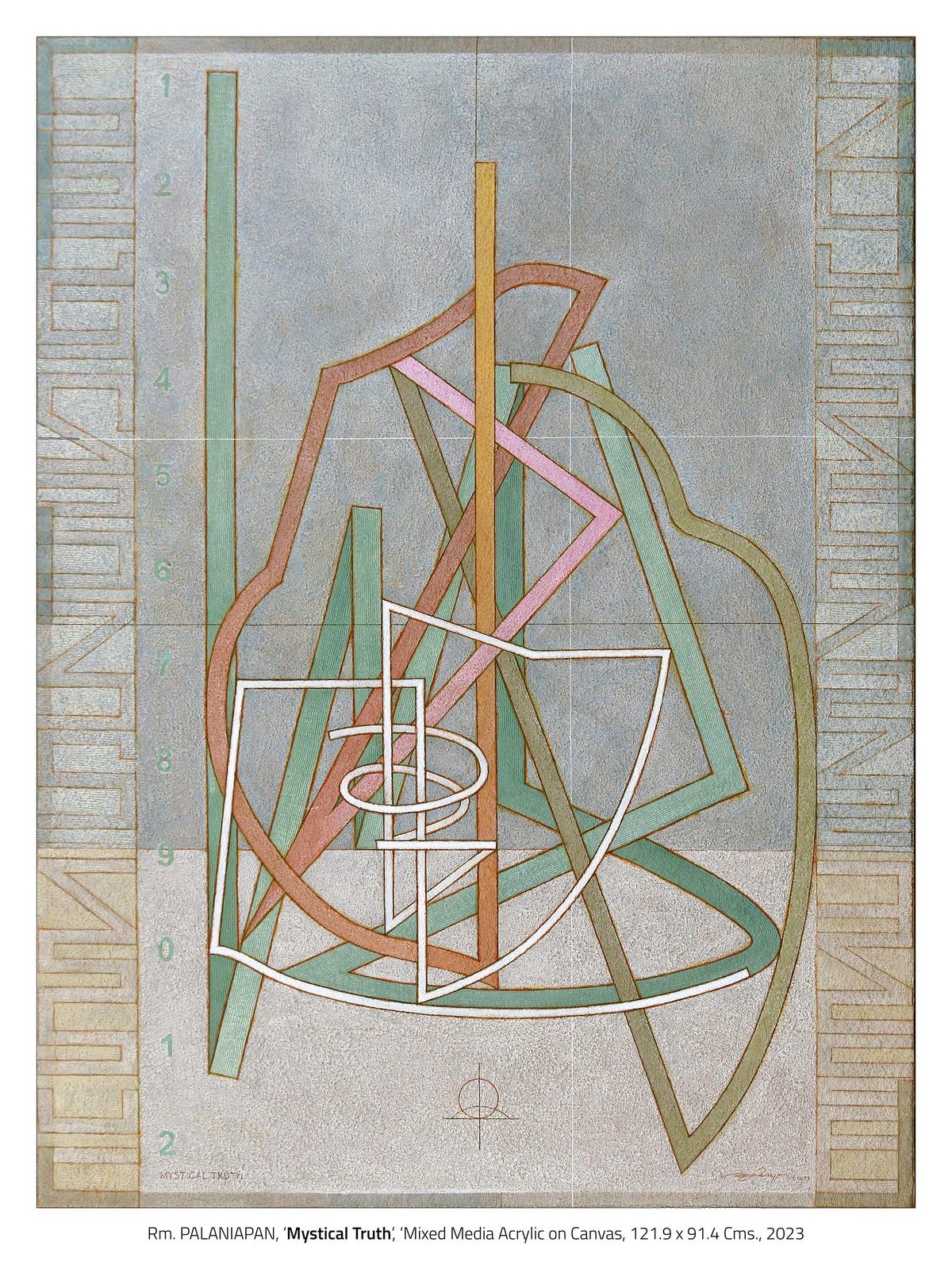 Artwork Mystical Truth by RmPalaniappan on display at his exhibition Finite and Infinite in Delhi Artwork Mystical Truth by RmPalaniappan on display at his exhibition Finite and Infinite in Delhi