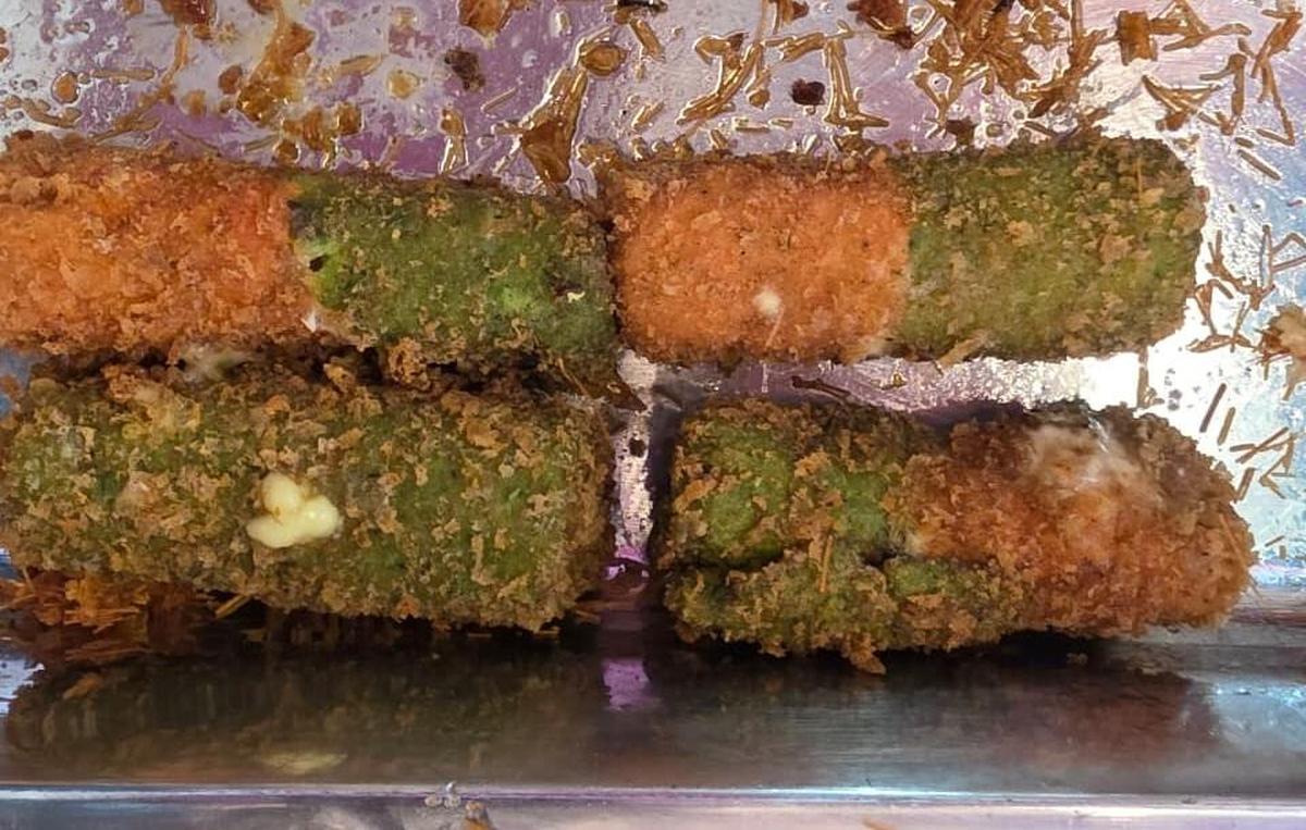 Crispy and colourful two-way cheese sticks displayed at Ramzan Night Food Park near Simmakkal, Madurai.