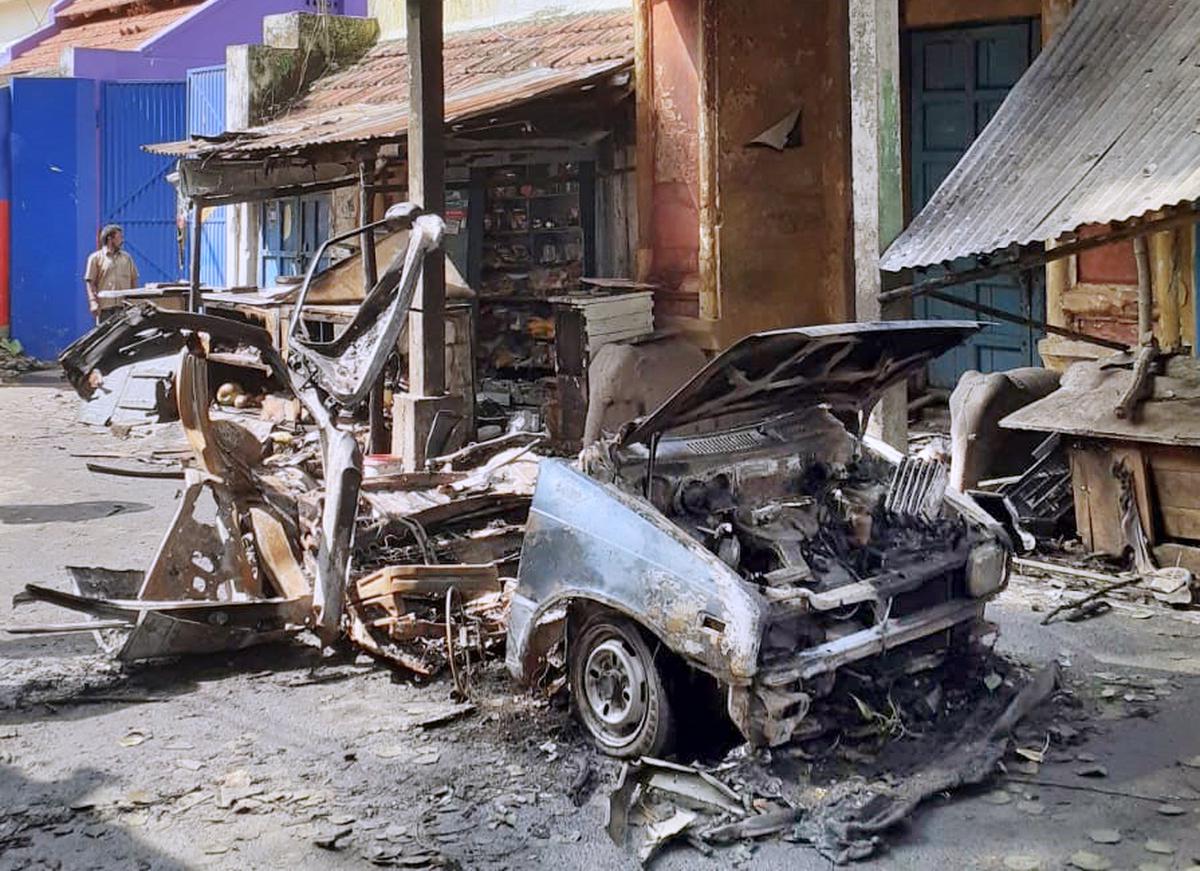 Remains of the car that exploded in Coimbatore