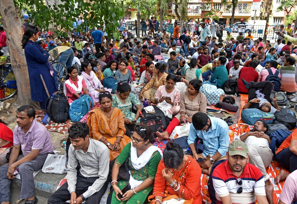 Groups of dismissed teachers conduct a sit-in protest against the recruitment ‘scam’.