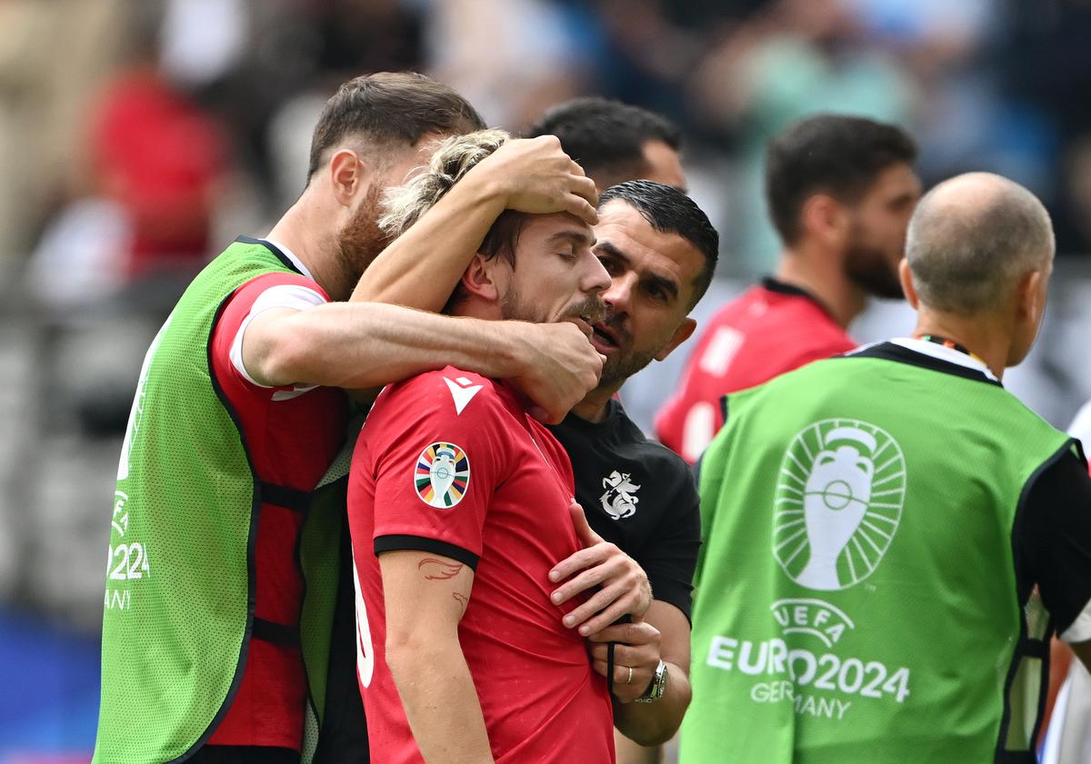 Georgia players are seen after the Euro 2024 match against Czech Republic.