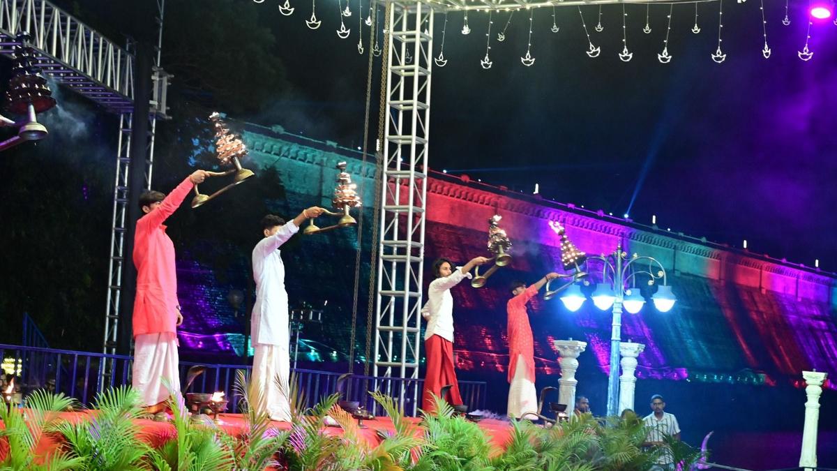 Rehearsal for Cauvery Aarti ceremony held at KRS near Mysuru