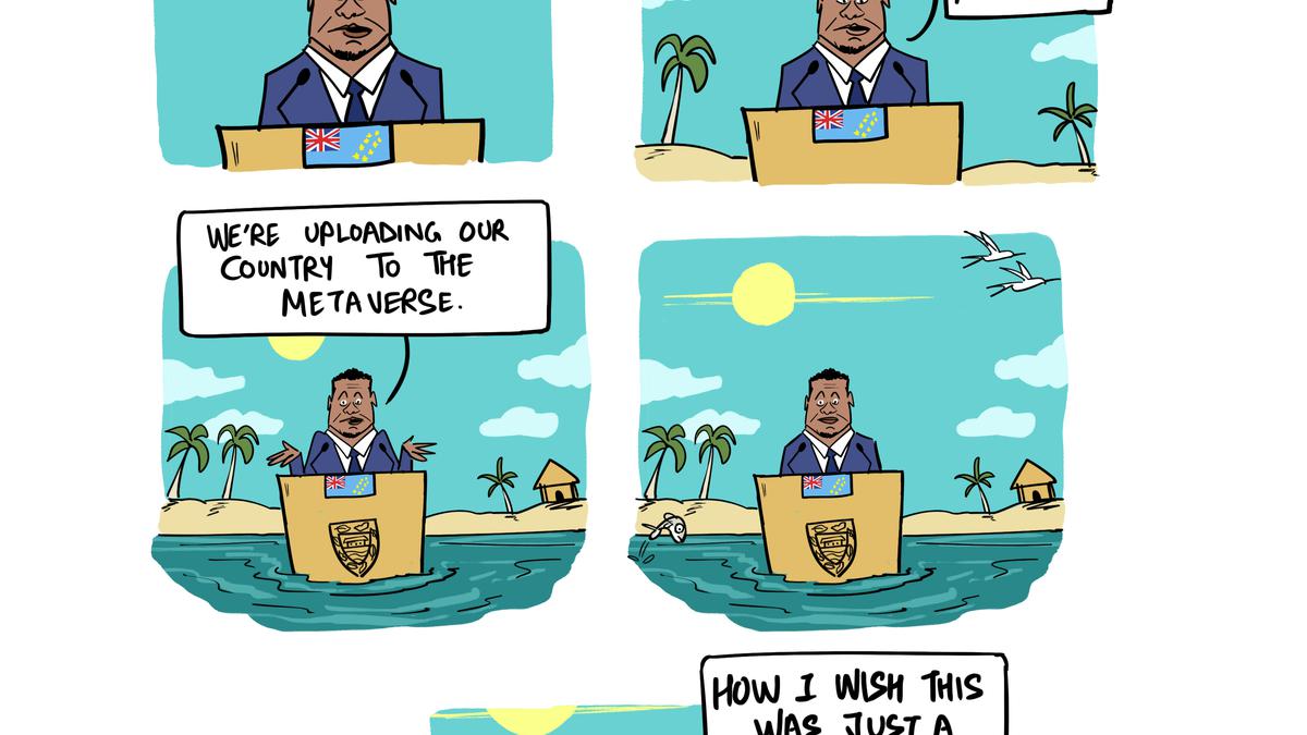 Green Humour by Rohan Chakravarty on island nation of Tuvalu moving to the metaverse to combat climate change