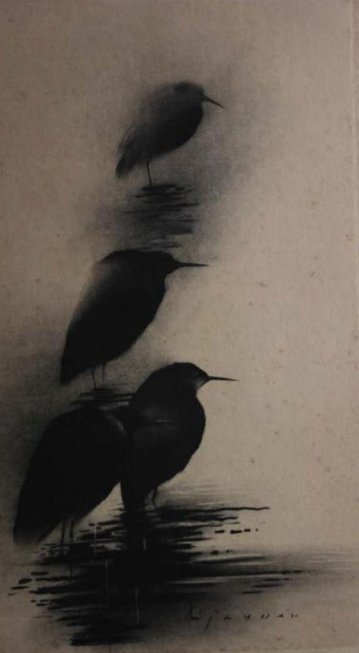 Ajay De’s charcoal on paper work