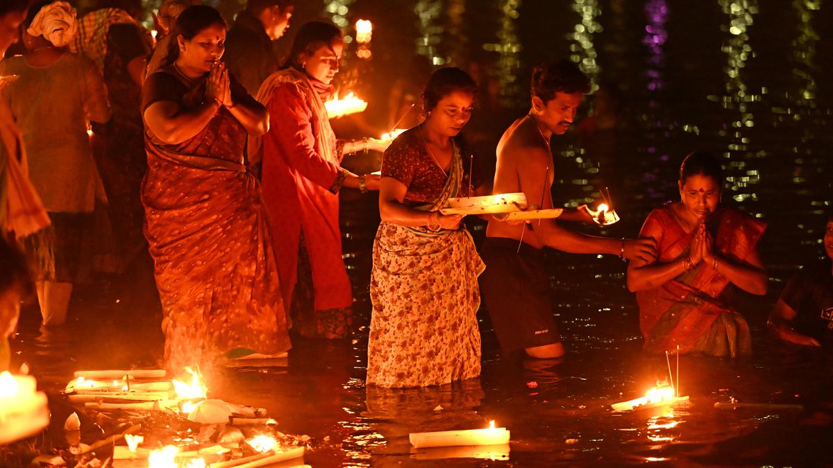 River Krishna ghats glow with earthen lamps on ‘Poli Swargam’ Day