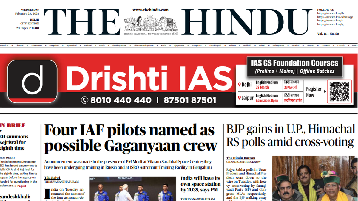 Four IAF pilots announced as potential Gaganyaan crew