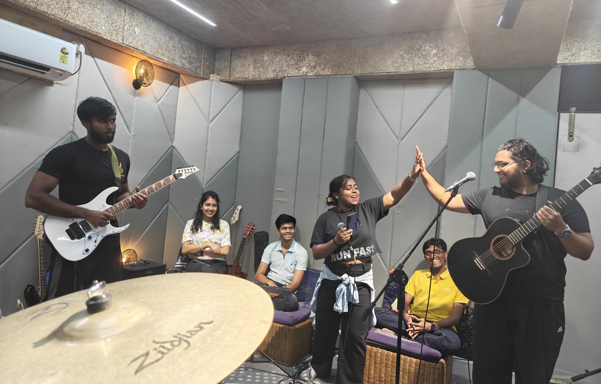 Members of Band Raag jam at GOT (Game of Tunes) jam studio 