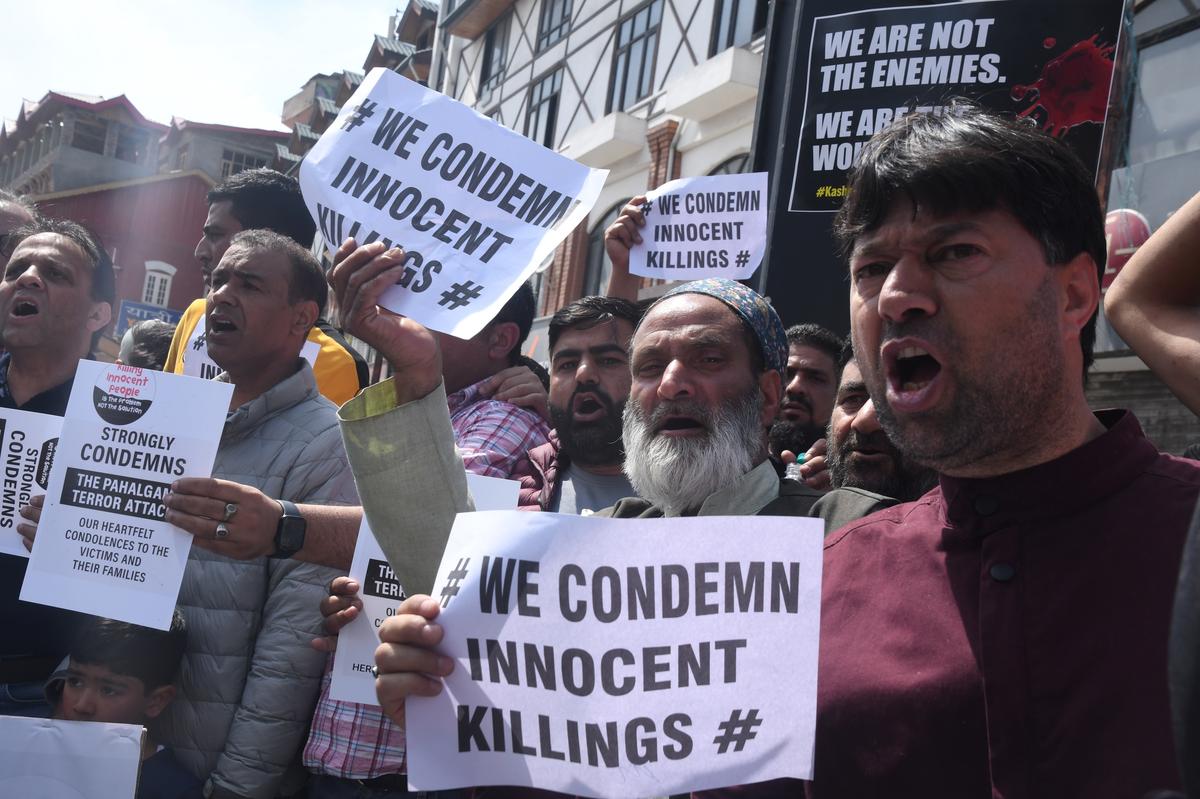 Jammu and Kashmir National Conference on Wednesday, April 23, 2025, held a protest rally in Srinagar to condemn the Pahalgam terror attack that left 26 people dead and many injured.  