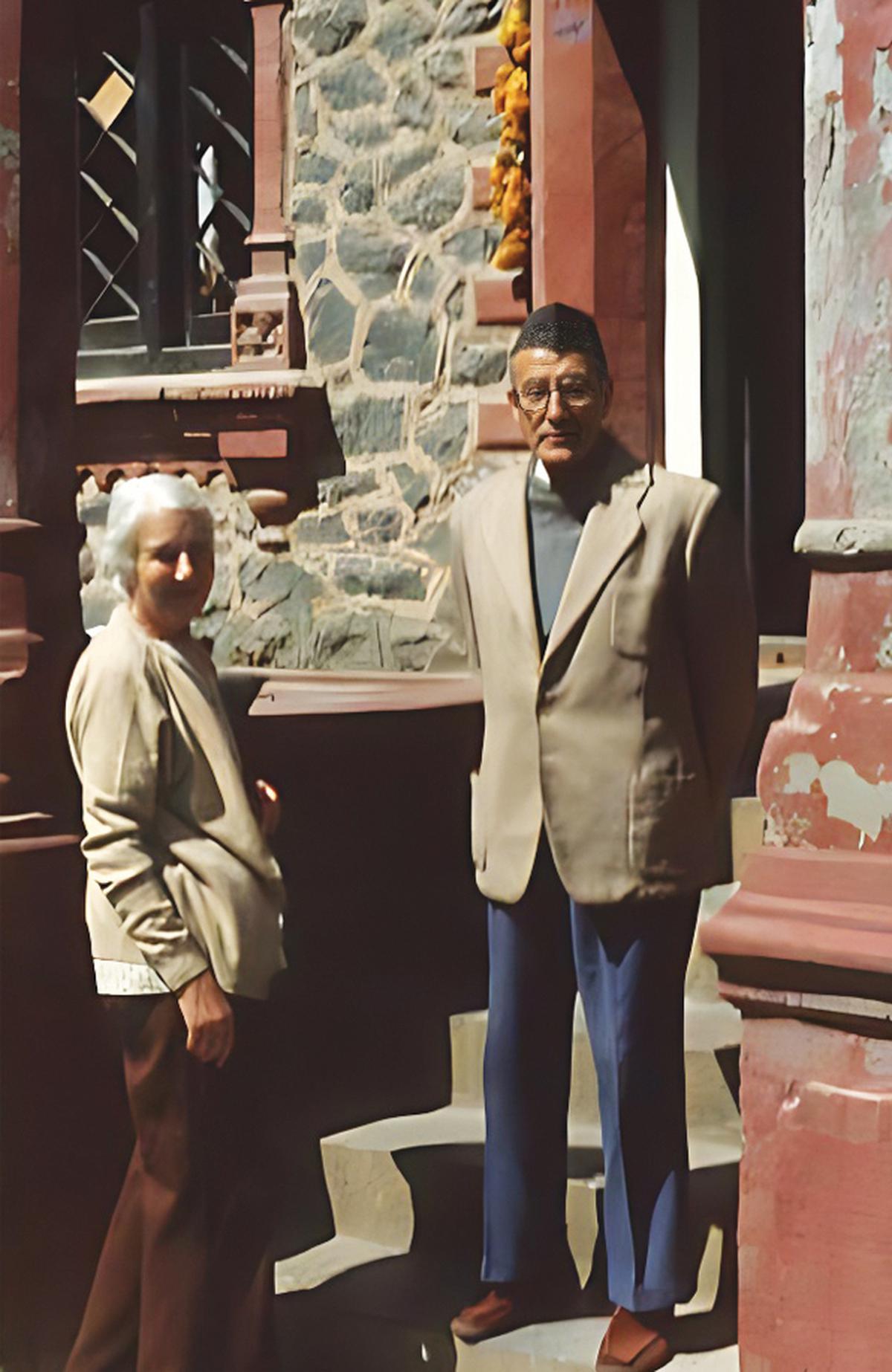 Bhaiji and Bended outside the Red House, 1970s.