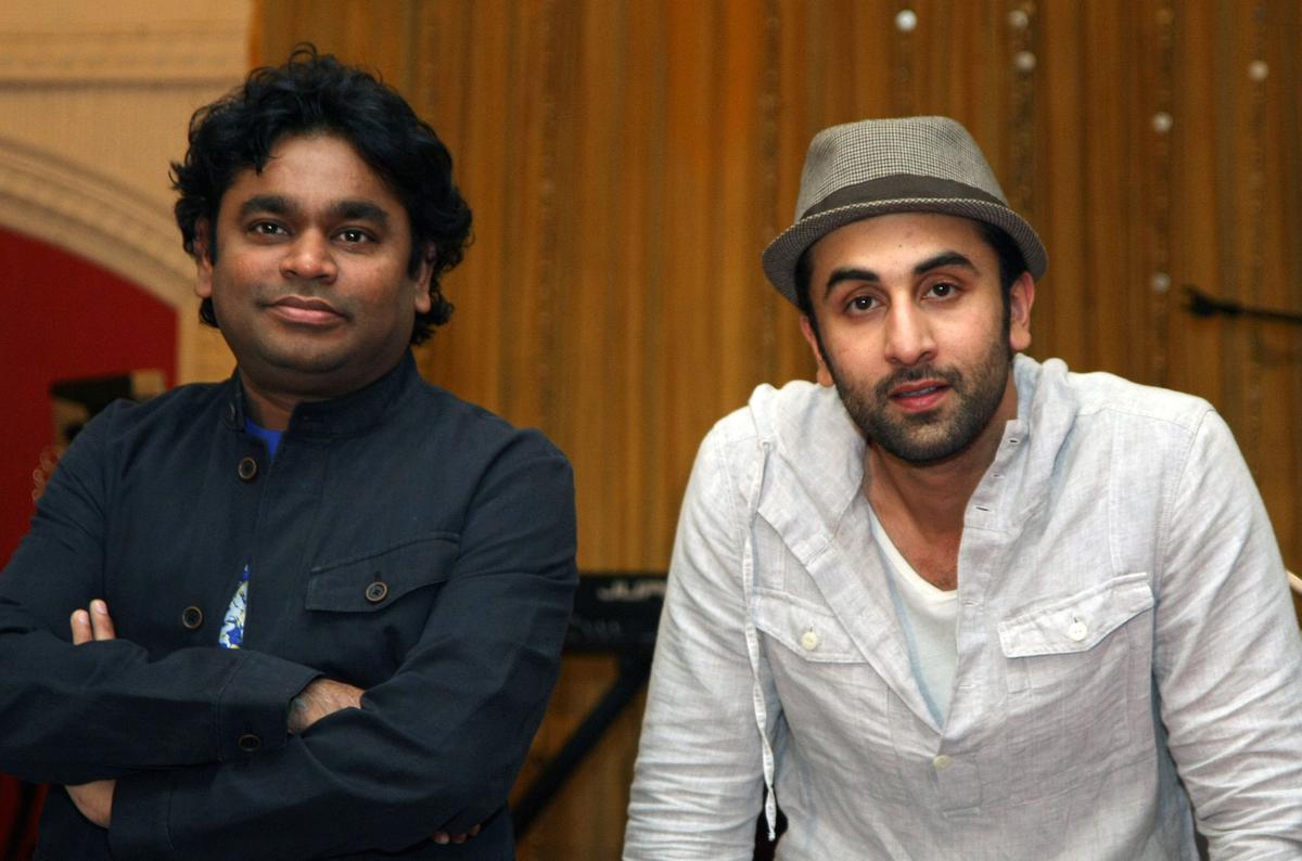 A.R. Rahman with actor Ranbir Kapoor during the promotions of ‘Rockstar’ in 2011