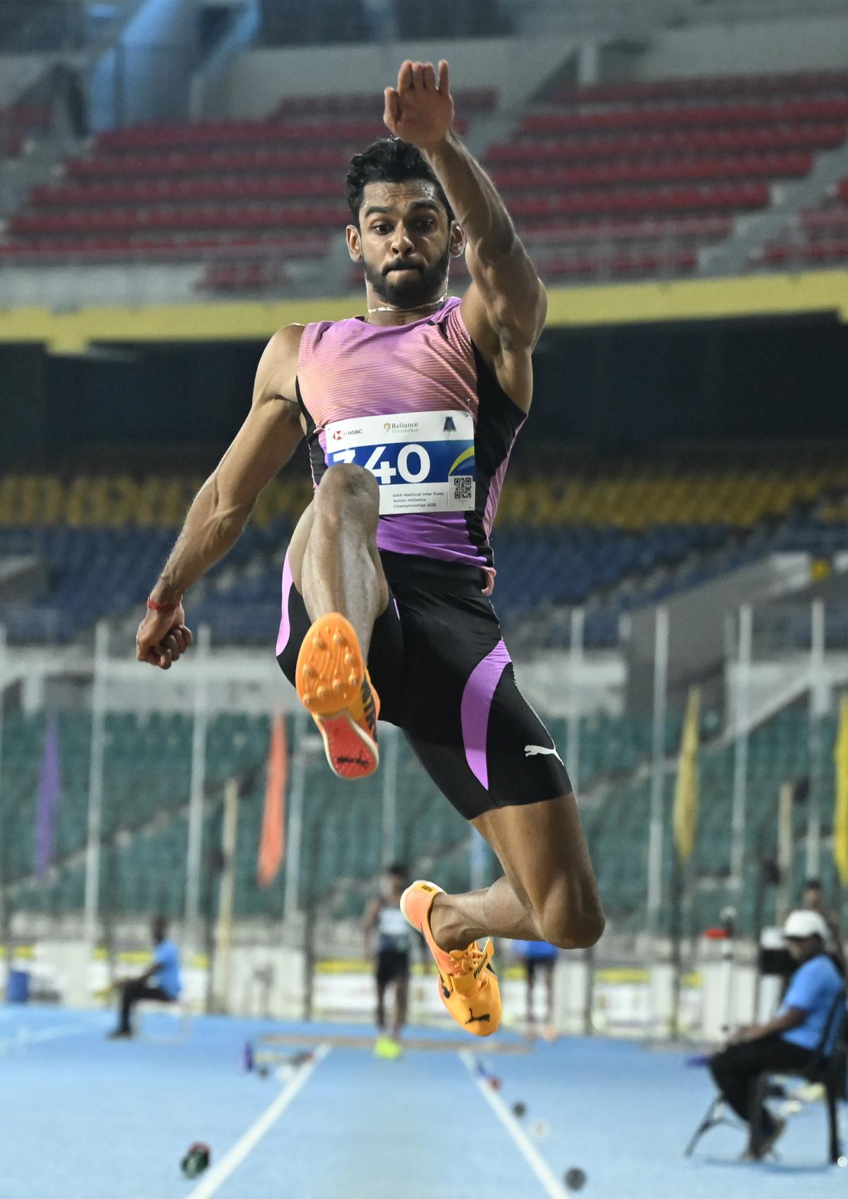 Sreeshankar won the men’s long jump. Sreeshankar won the men’s long jump.