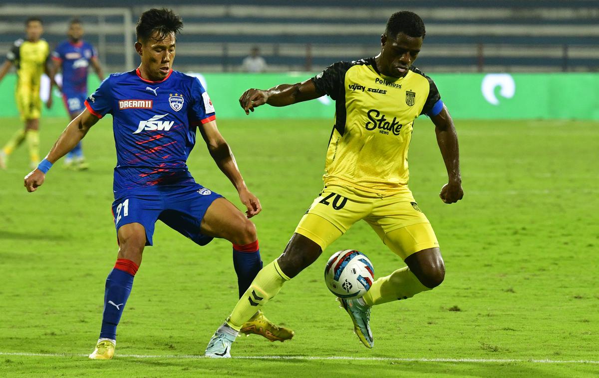 Bartholomew Ogbeche, right, has been in superb touch for Hyderabad FC during this edition of the Indian Super League. 