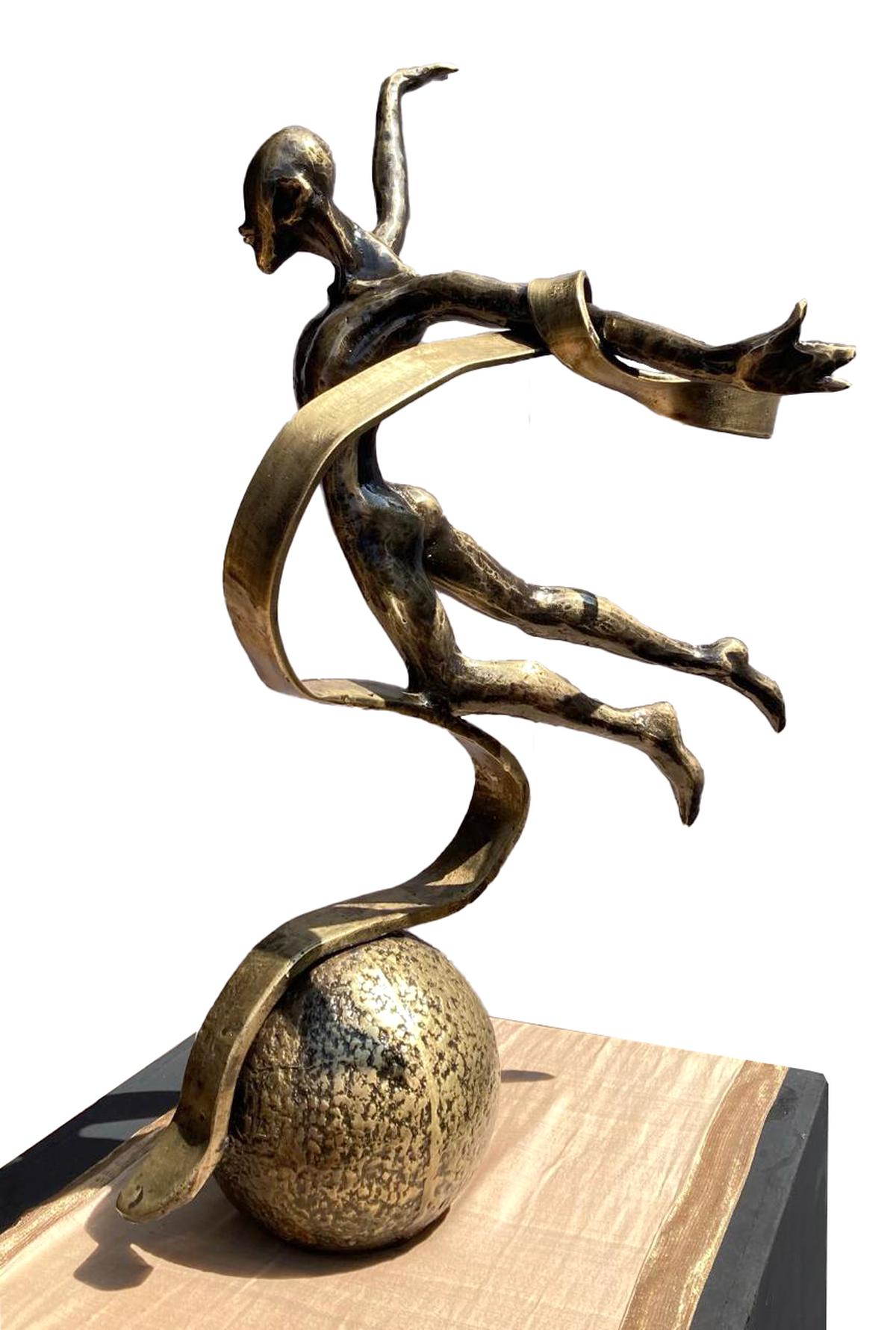 Jump, a bronze sculpture by Dimpy Menon on Show at Gallery Art Positive 