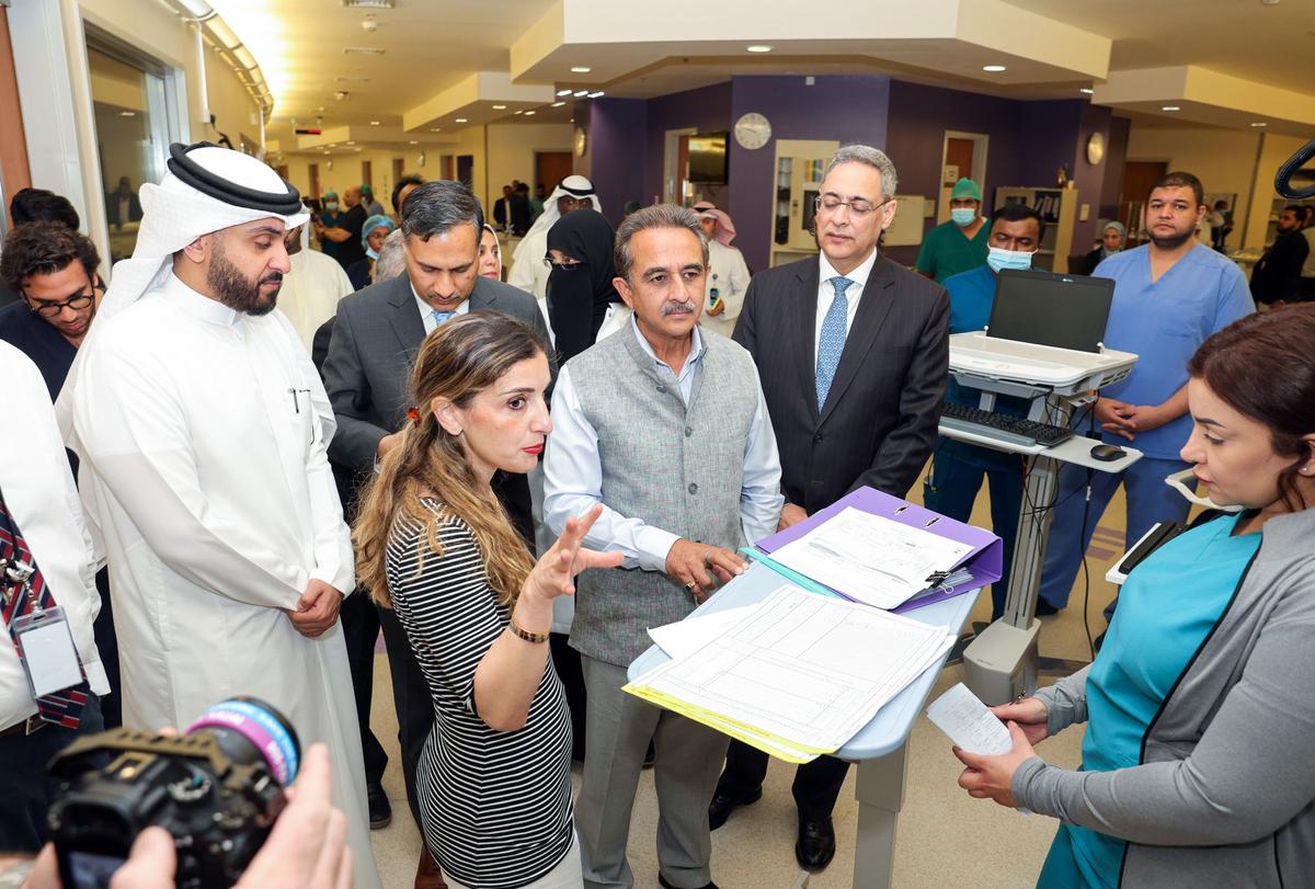 Union Minister of State for External Affairs Kirti Vardhan Singh arrives at Jaber Hospital to meet Indians injured in the Mangaf fire incident, in Kuwait on June 13, 2024.