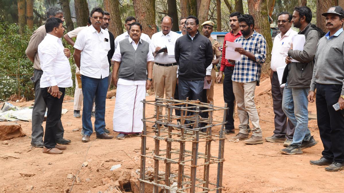 Tourism Minister inspects works on adventure sports facilities in Udhagamandalam
