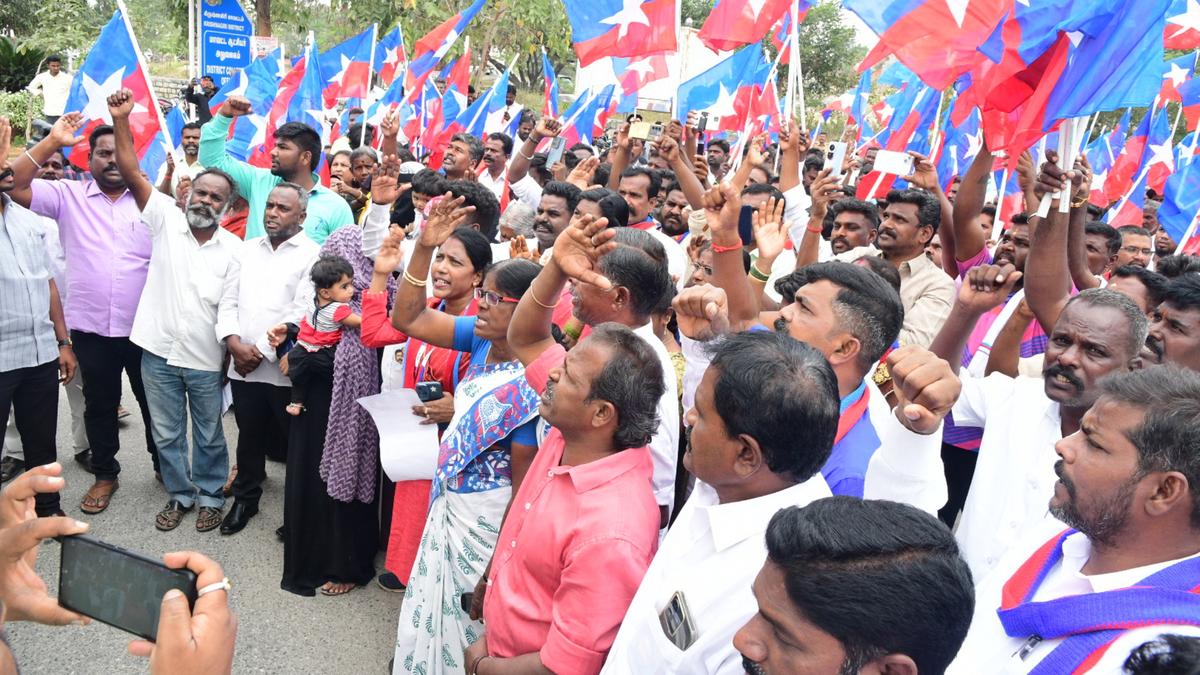 VCK cadres stage protest in Krishnagiri, demand ballot papers instead of EVMs at upcoming Lok Sabha polls