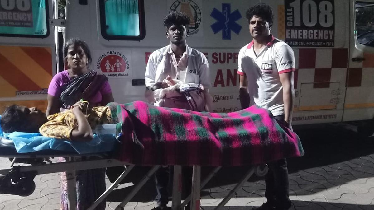 Crew of 108 ambulance attend to young woman’s labour in remote village of Coimbatore district, ensure safe delivery of baby boy