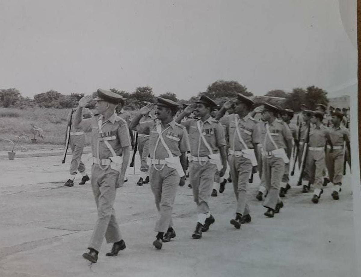 Air Marshal P V Iyer leading a parade in his heydays