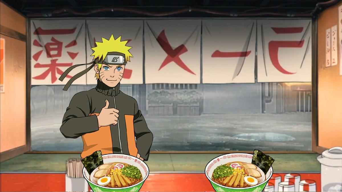 Naruto with his bowl of ramen 