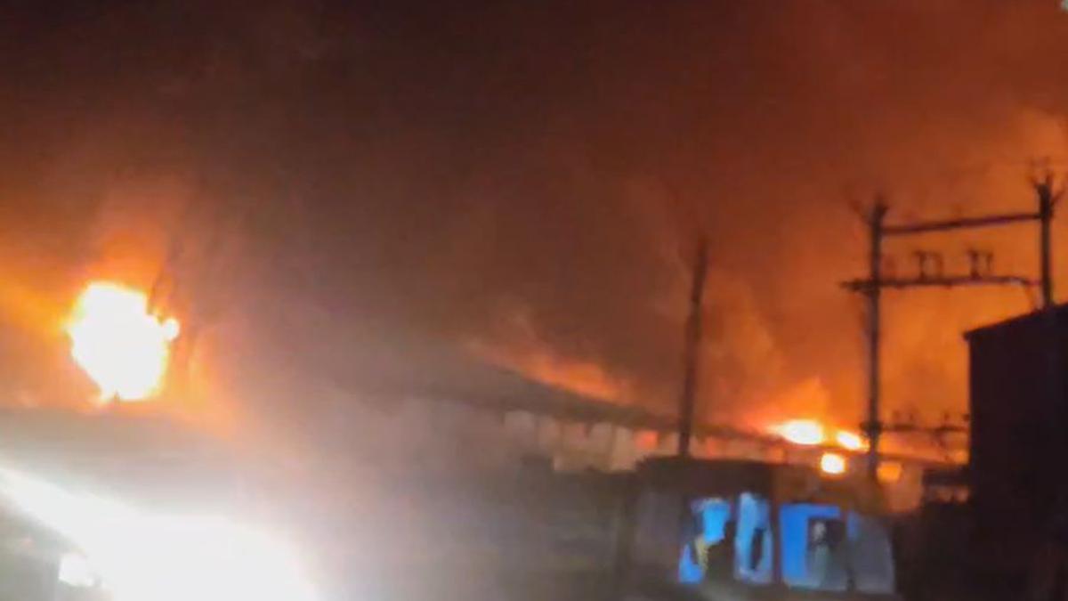 Massive fire destroys godown storing soap powder in Chennai