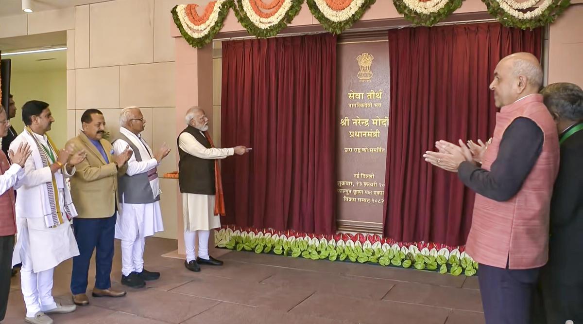 Il primo ministro Narendra Modi durante l'inaugurazione del 