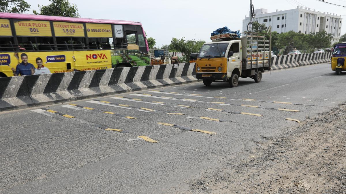 State of rumble strips in three Chennai roads