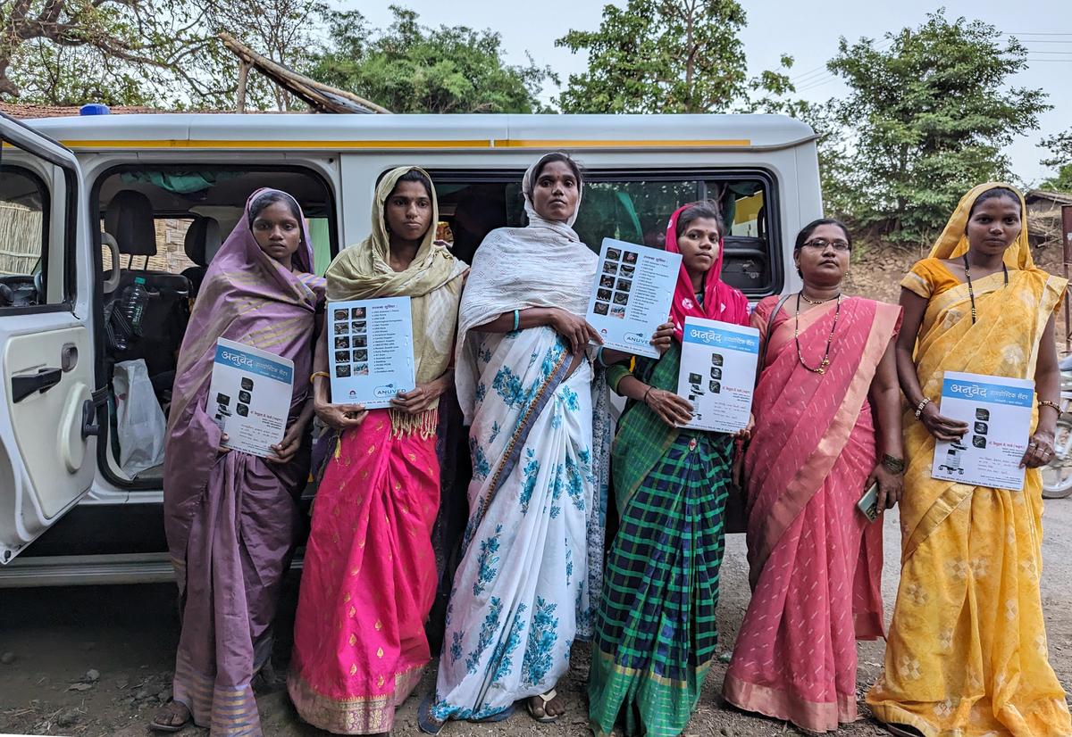 A makeshift ambulance brings home 12 women passengers at various stages in their pregnancy after a day at the civil hospital in Shahada subdivision of Taloda Tehsil in Maharashtra. 