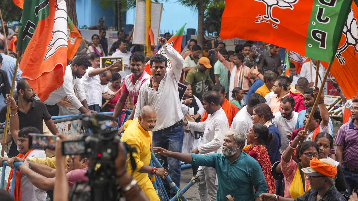 Kolkata rape and murder case: BJP activists storm Nandigram police station during protest