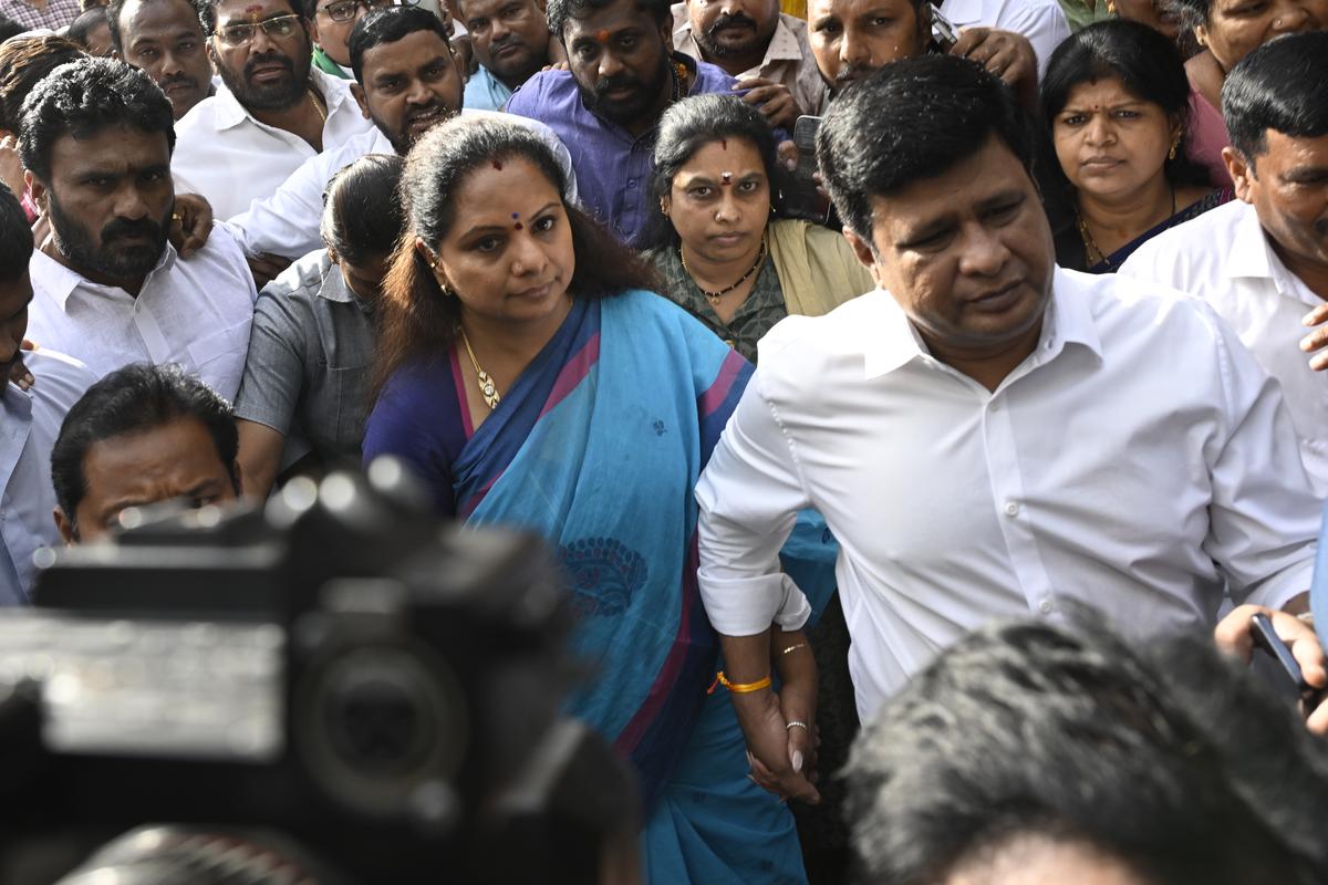 K. Kavitha with her husband. 