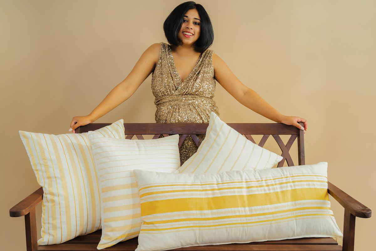 Ammu Cherian’s collection, Gold is a Neutral, has curated pillow covers designed by her under her label Amu Cherian LLC