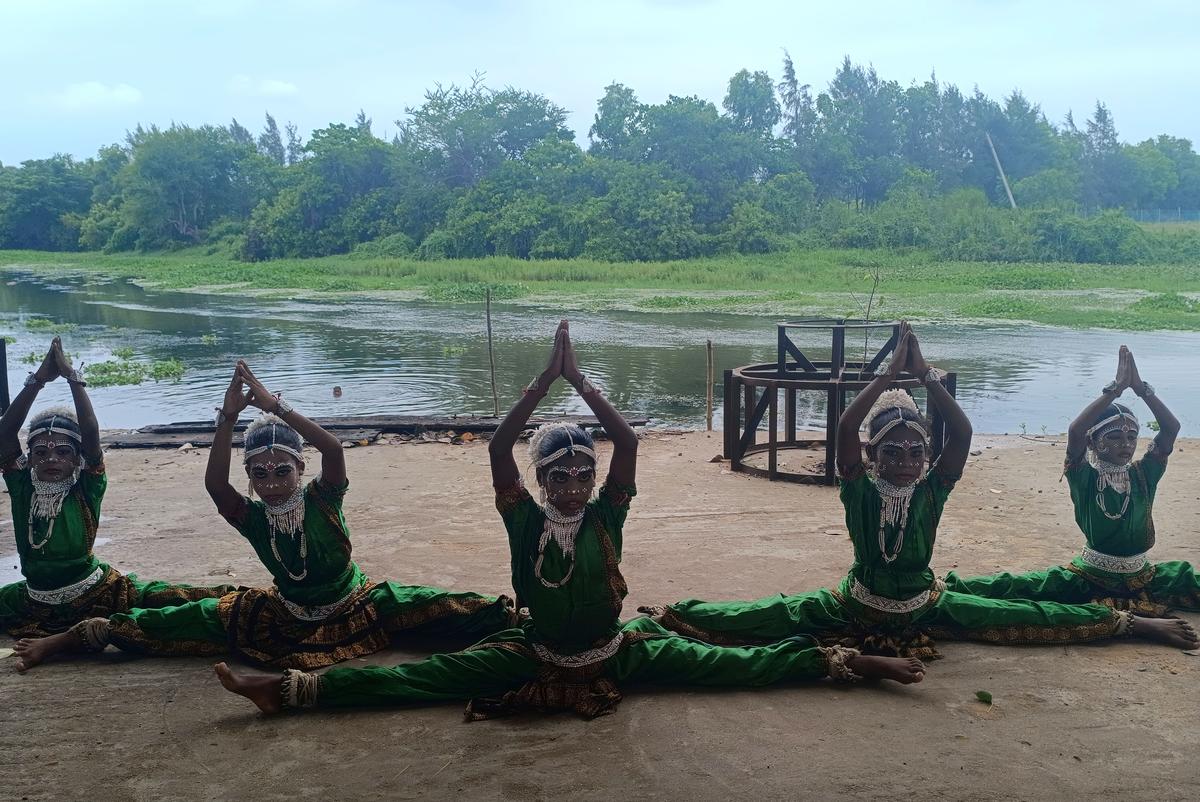 Young Gotipua dancers are seen as they are practicing Gotipua Dance at Gurukul at Khajuria village in Odishas Puri district. 