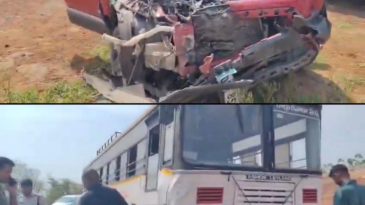 Four injured as car collides head-on with RTC bus in Chevella
