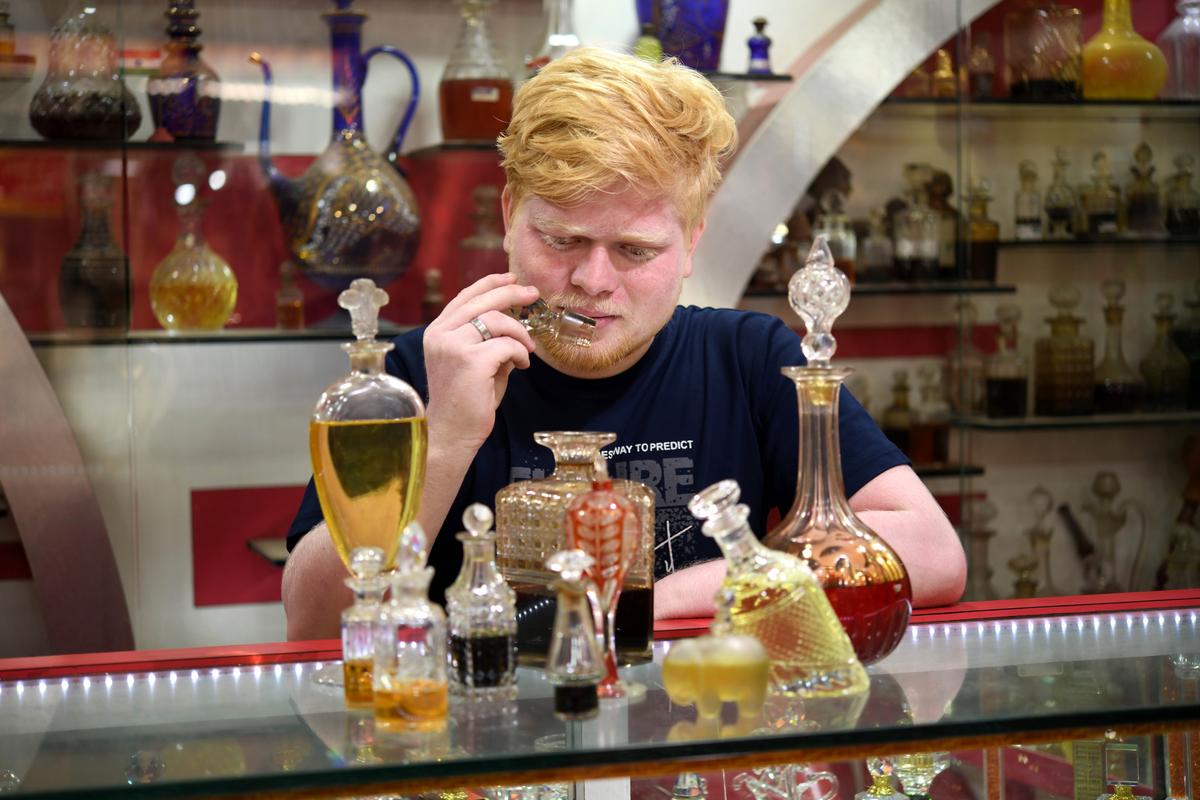 Attar kept in fancy, stylish, decorated glass bottles, in Kannauj, which is also known as the ‘perfume city of India’ or ‘ïttar Nagri’ 