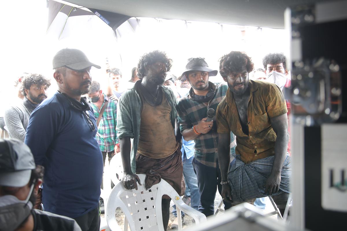 Dheekshith Shetty with Nani on the sets of ‘Dasara’
