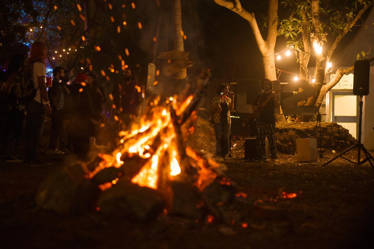 Jamming sessions by the bonfire at CAD 12