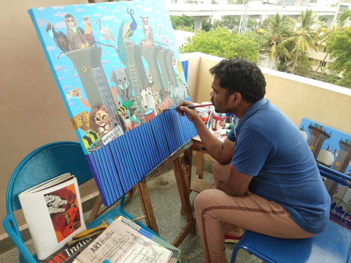 Artist Maredu Ramu at work 