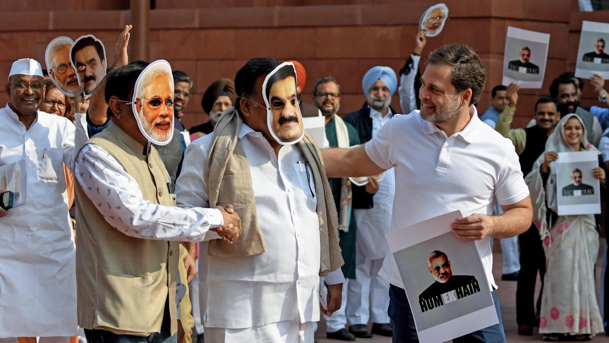 Rahul Gandhi takes dig at PM Modi, Adani with mock 'interview' in Parliament premises