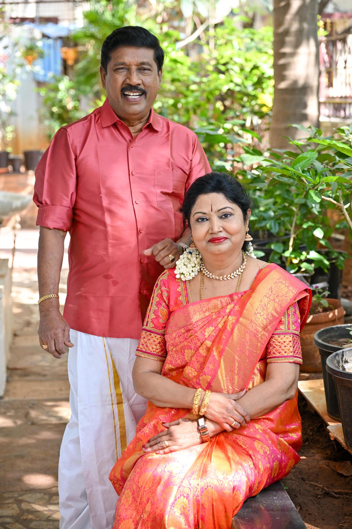 Tamil scholar and actor G Gnanasambandan and his wife Amutha Sambandan in Madurai. 