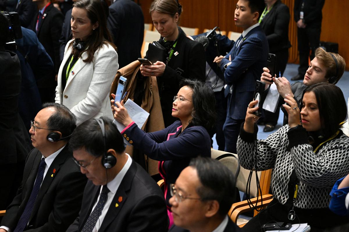 Chinese-born Australian journalist Cheng Lei attends a signing ceremony by Premier Li Qiang and Australian Prime Minister Anthony Albanese at the Australian Parliament House in Canberra, Australia on June 17, 2024.  