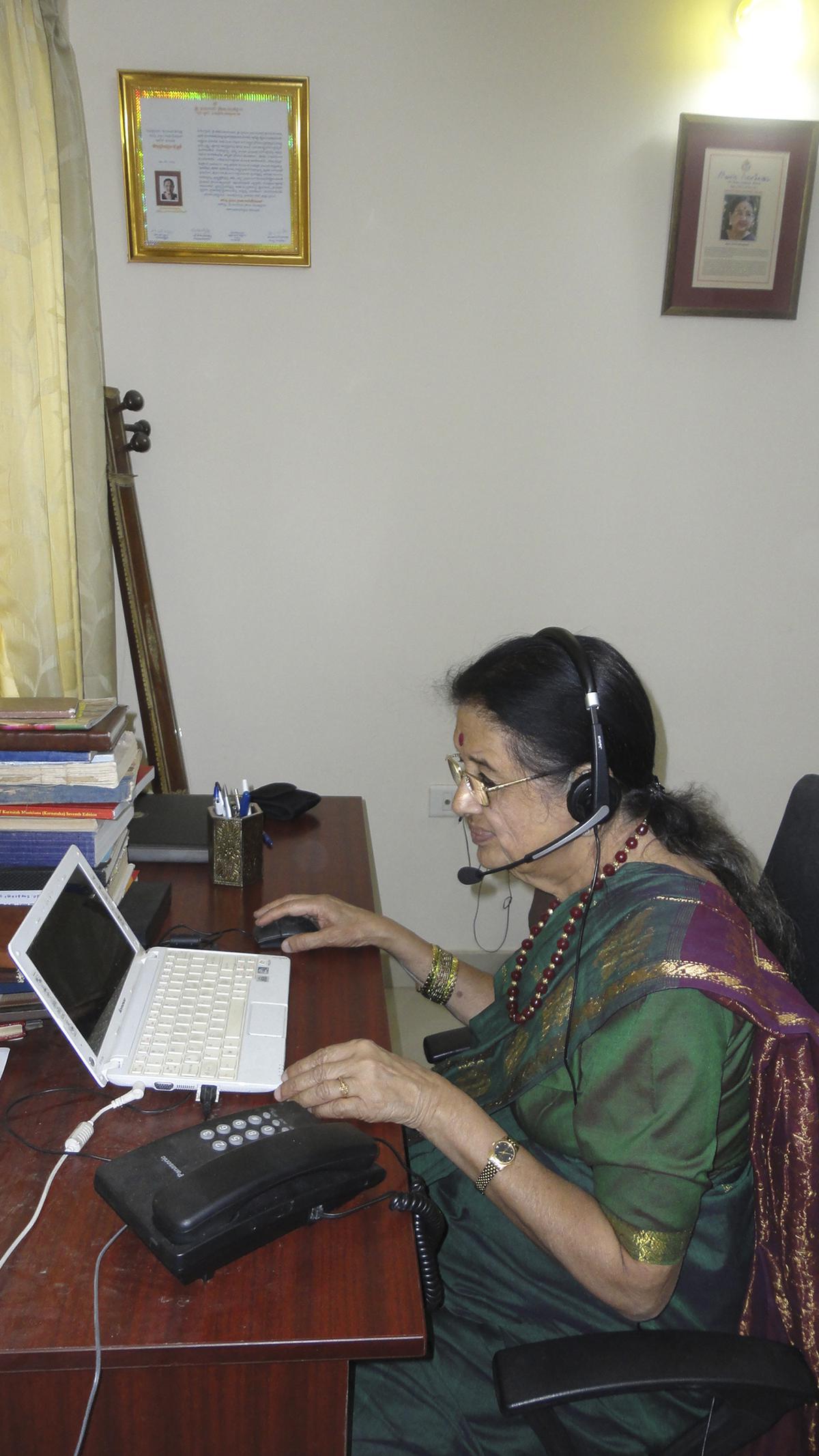 Neela Ramgopal teaching her students on Skype