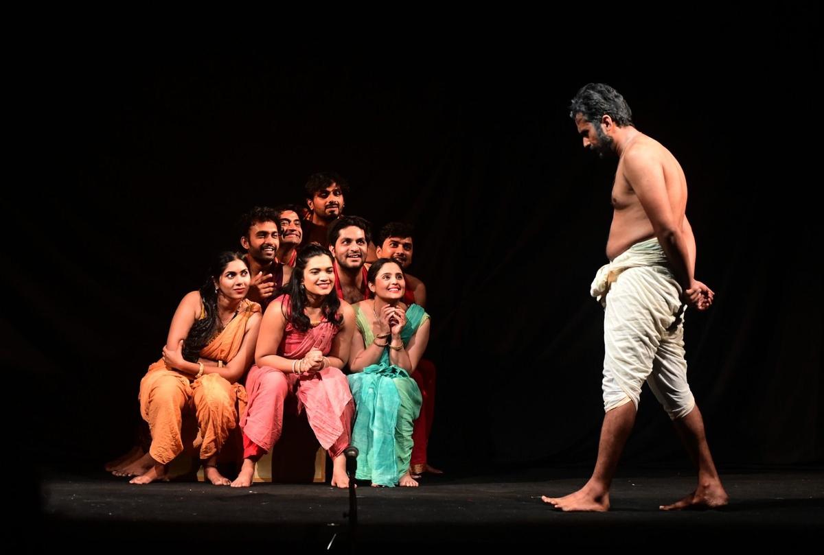 A scene from the play with Abhinav as the yogi