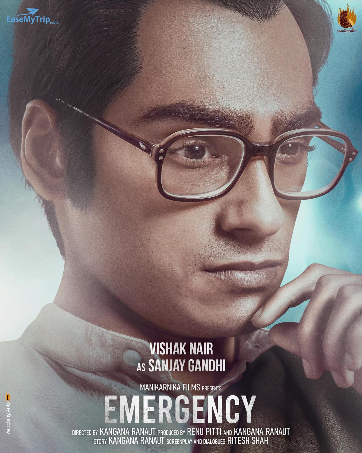 Vishak Nair als Sanjay Gandhi in de eerste poster van de film 'Emergency' 