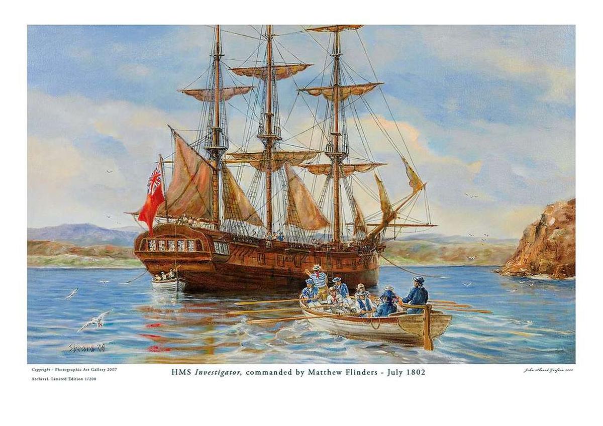 An illustration of the HMS Investigator. 