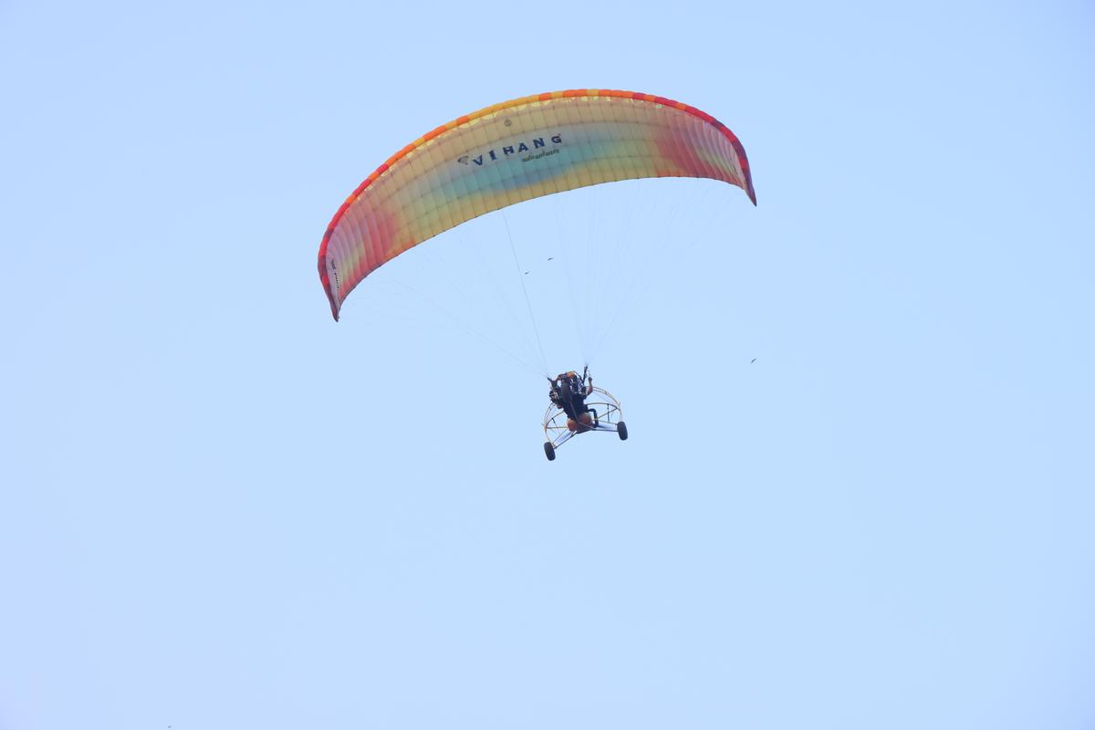 Paramotoring in Rushikonda in Visakhapatnam.