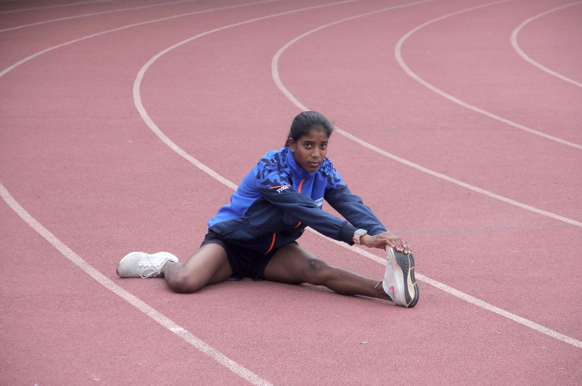 Asian Youth Athletics medallist Sabita Toppo trains at the Kalinga Stadium in Bhubaneswar. 