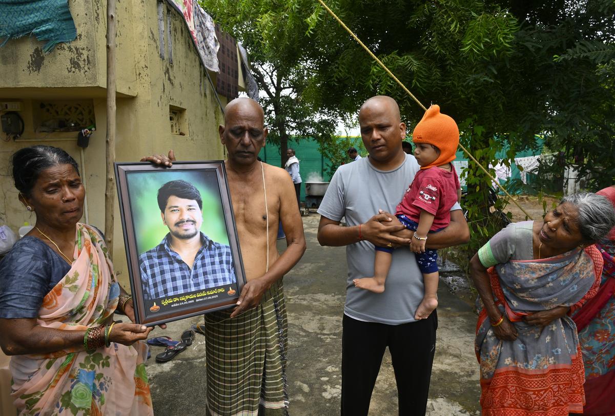Family members of Ippakayala Vinay Kumar, a Mid-Level Health Provider, who died when a compound wall collapsed on him at his residence in BC Colony of Rajampet village in Kamareddy district during the rains. Family members of Ippakayala Vinay Kumar, a Mid-Level Health Provider, who died when a compound wall collapsed on him at his residence in BC Colony of Rajampet village in Kamareddy district during the rains.