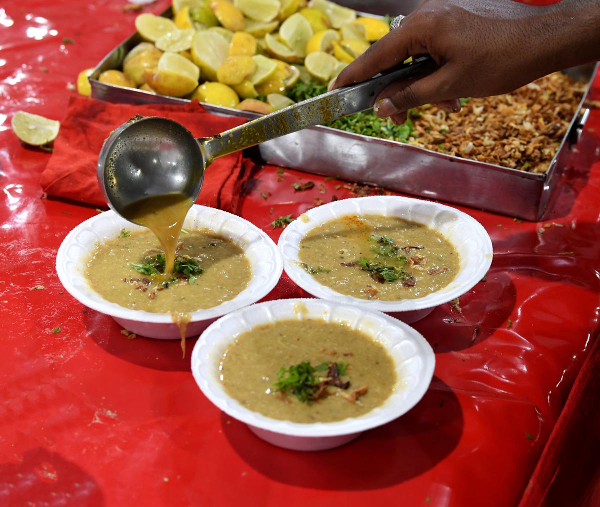 People relishing Haleem at the stall as soon as the month of Ramzan begins.